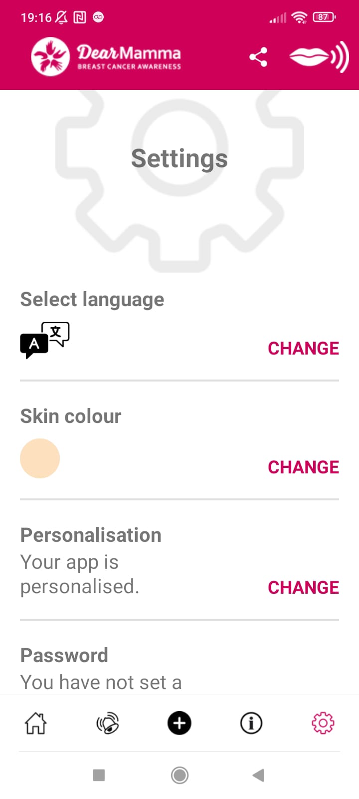 Pantalla configuració