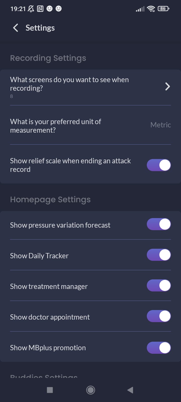 Pantalla configuració