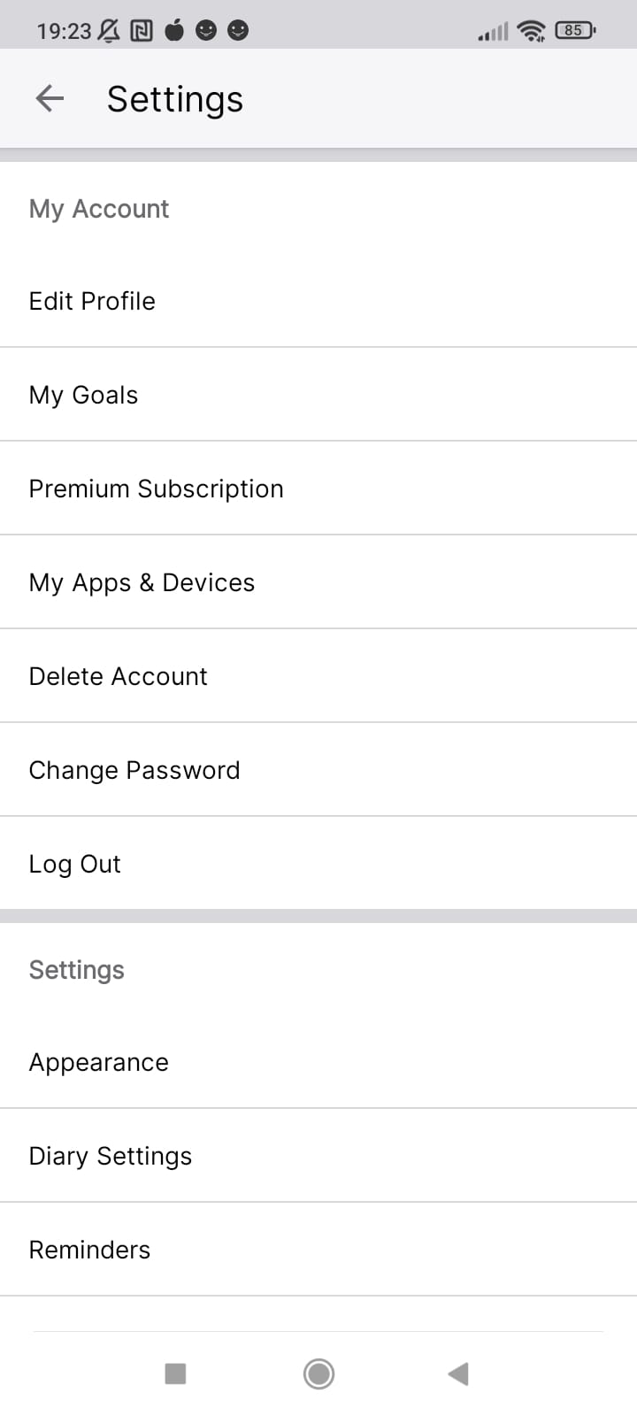 Pantalla configuració