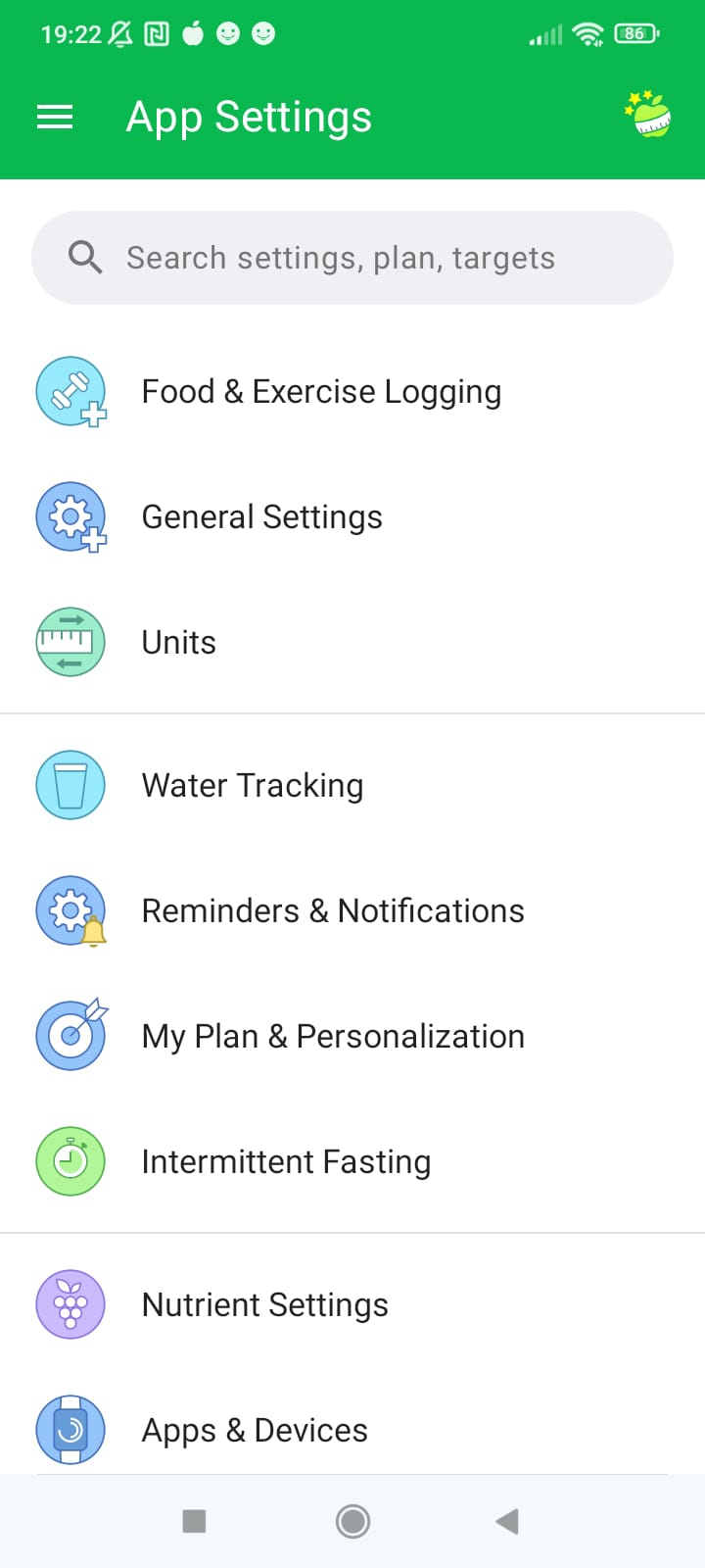 Pantalla configuració
