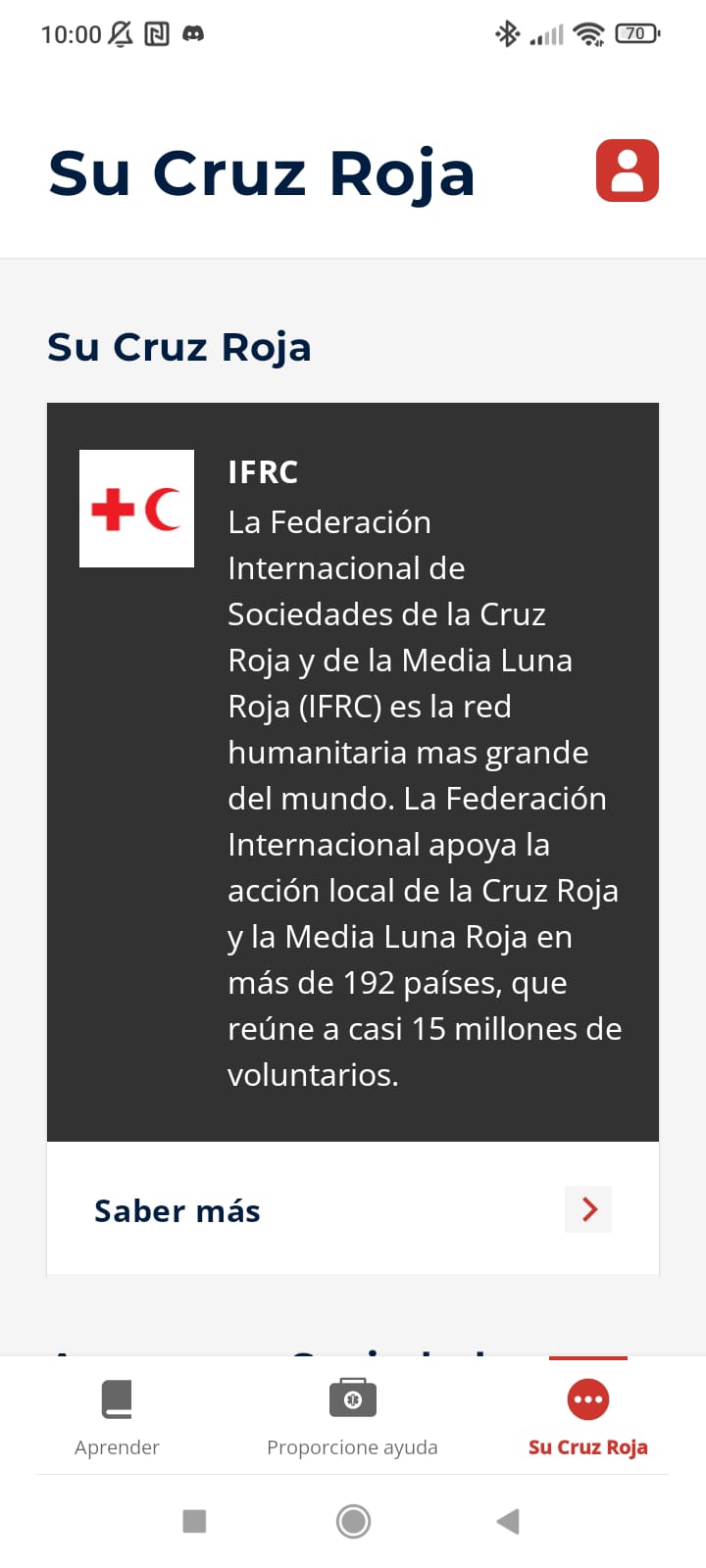 Pantalla su cruz roja